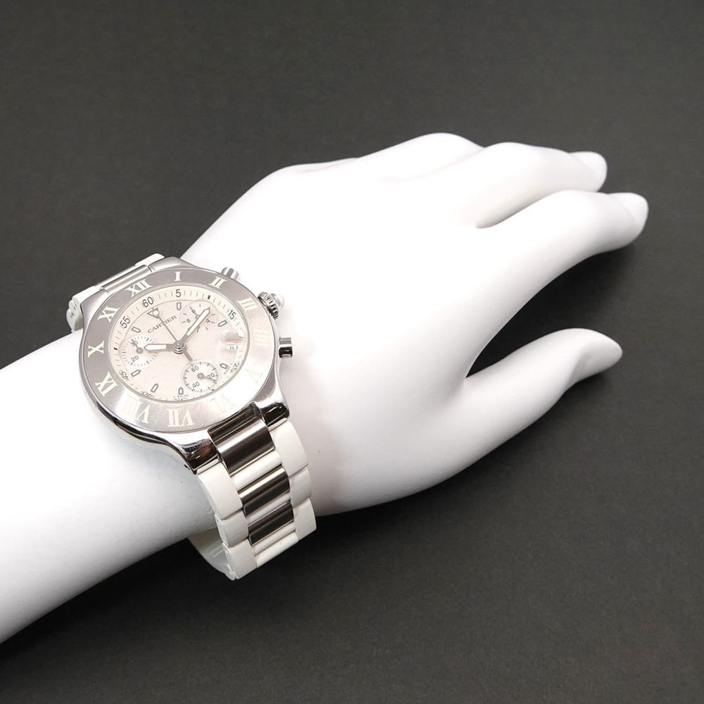 Cartier Must 21 Vantian Chronoscaph W10184U2 Chronograph Men's Watch Date Whi... - Picture 4 of 7